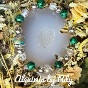 Malachite beaded statement bracelet